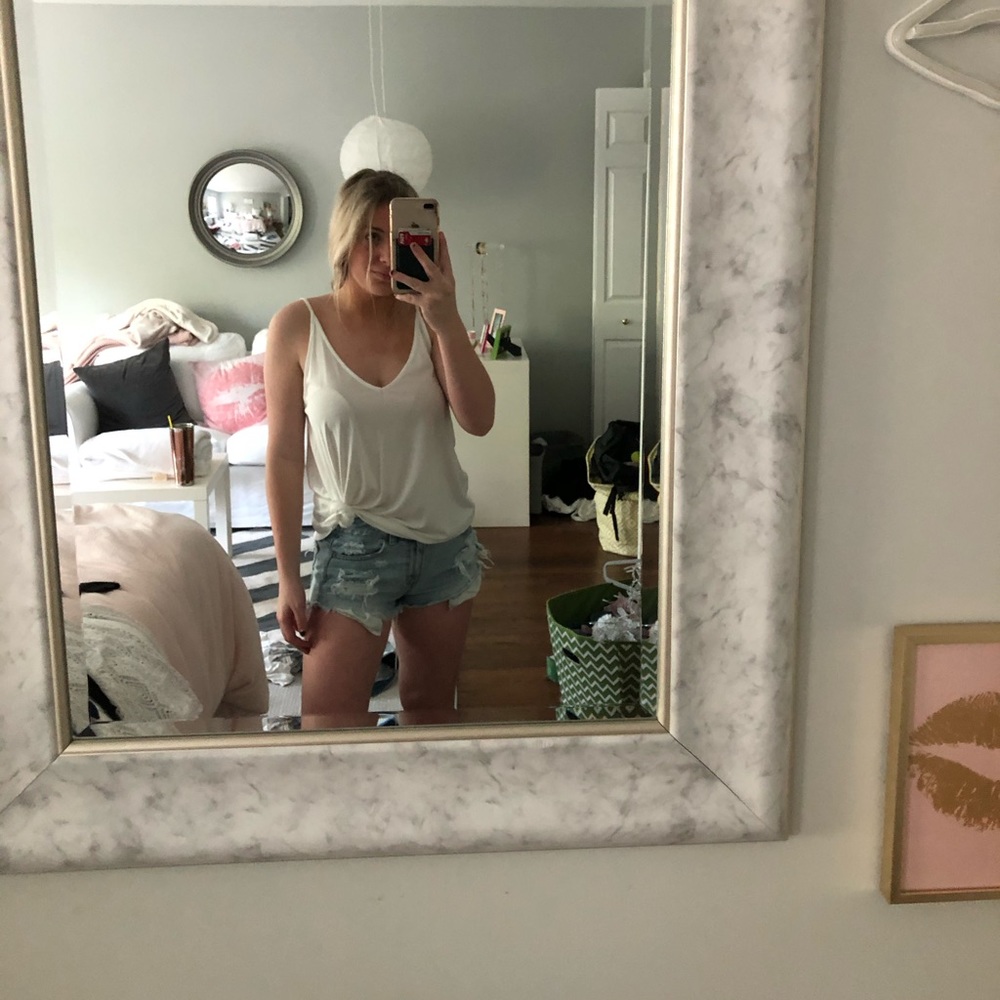 white long tank, very easily styled